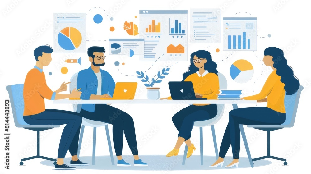 A group of executives sits around a conference table, deep in discussion as they analyze market trends and financial reports. The atmosphere is focused yet congenial, illustrating the importance of A group of executives sits around a conference table, deep in discussion as they analyze market trends and financial reports. The atmosphere is focused yet congenial, illustrating the importance of