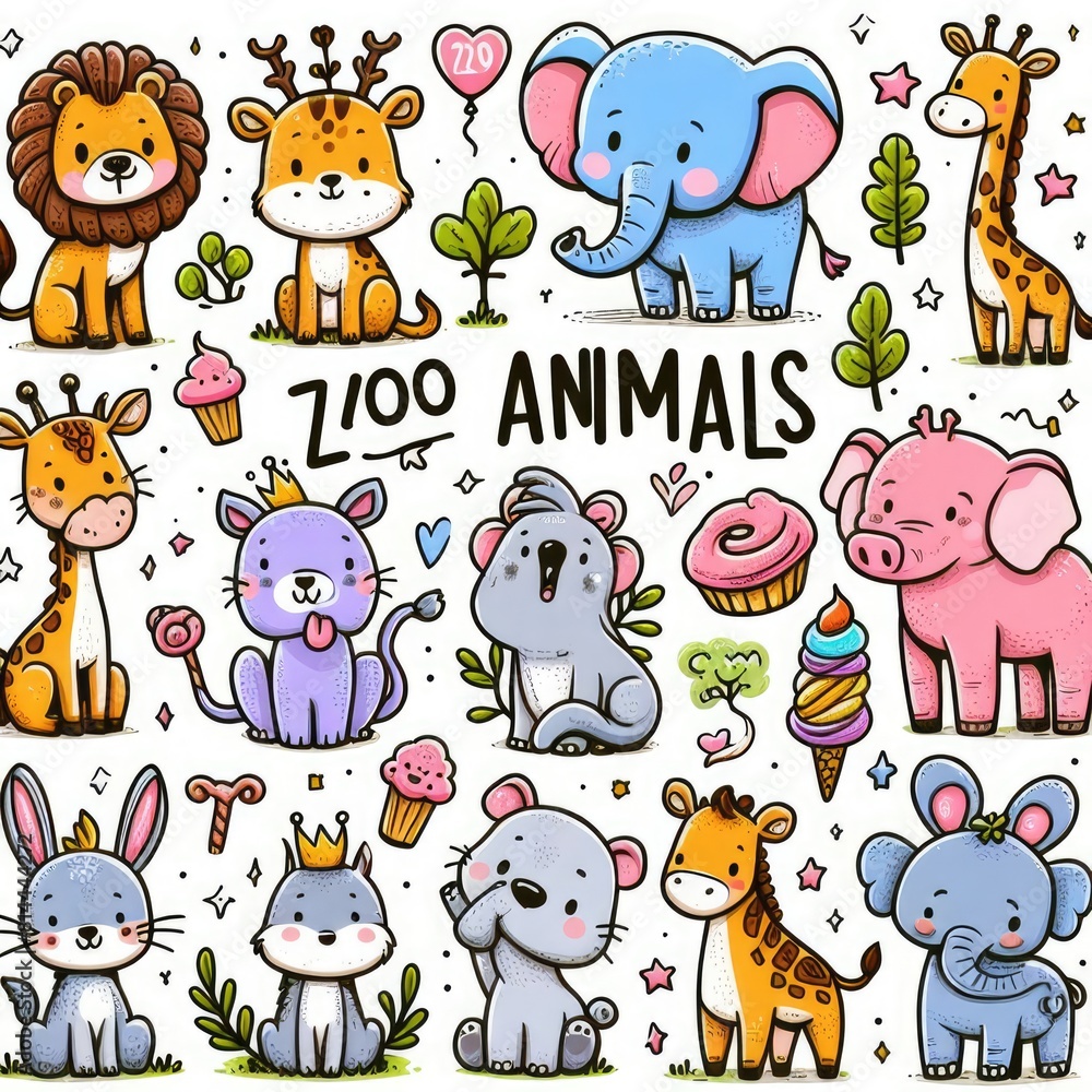Cartoon Design of Zoo Animals Cartoon Design of Zoo Animals