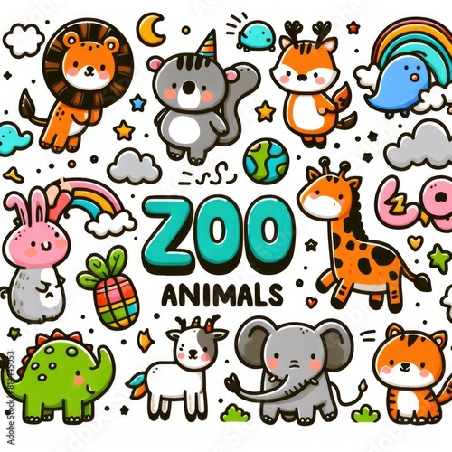 Cartoon Design of Zoo Animals