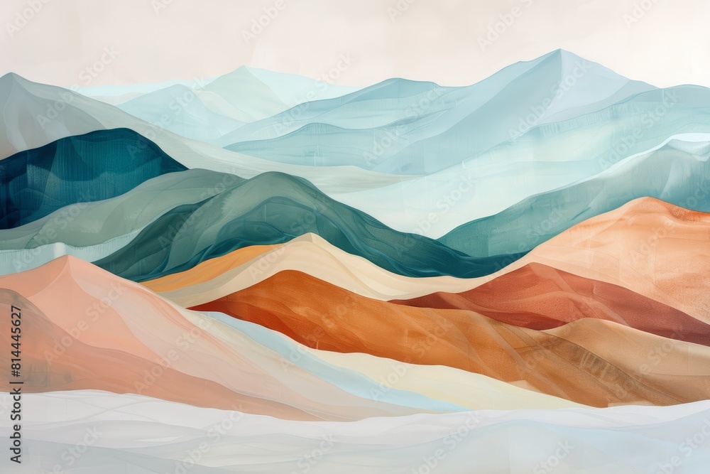 Vibrant Abstract Mountain Landscape on White Background Generative AI Vibrant Abstract Mountain Landscape on White Background Generative AI