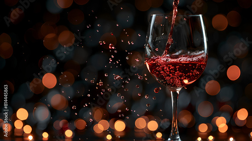 glass of wine,
Red Wine Poured to a Glass with Splashes Transparent  photo