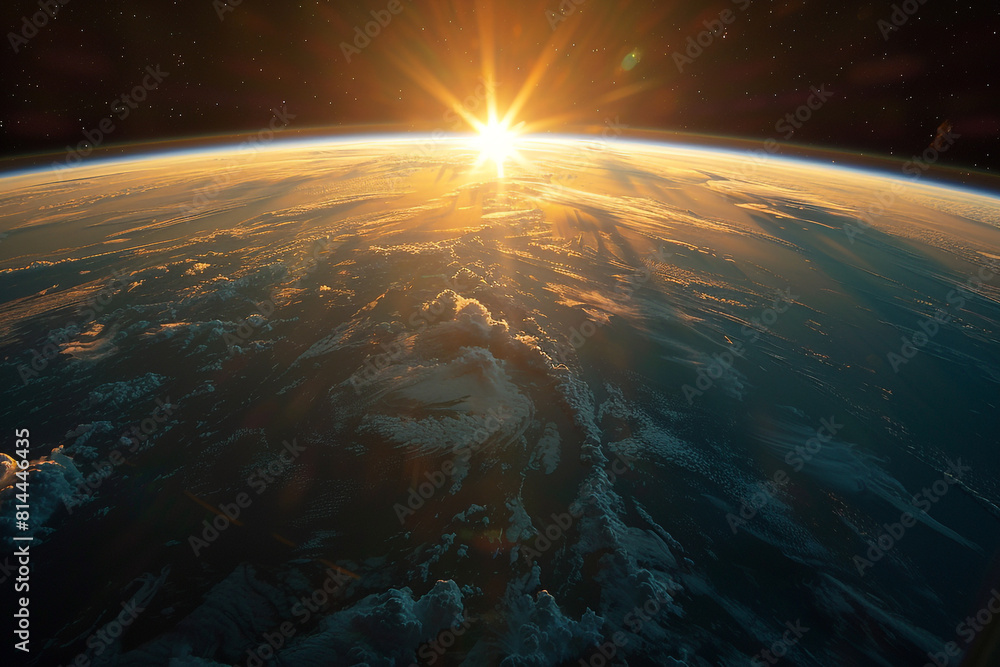 A breathtaking view of the sunrise as seen from the orbit of space ...