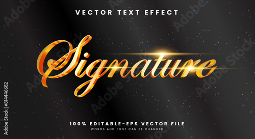 Golden signature editable text effect Template with luxury Style