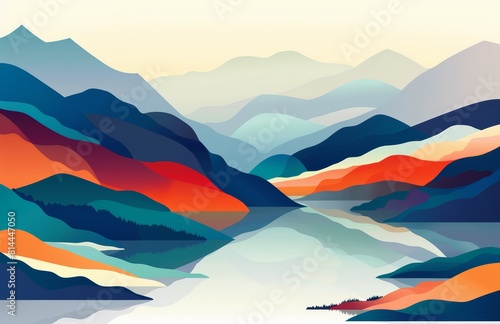 Abstract Mountain Landscape Wallpaper for Desktop Generative AI