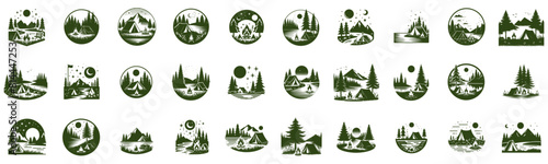30 set silhouette designs of camps