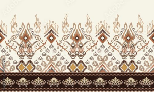 Hand draw  Ikat paisley embroidery.geometric ethnic oriental seamless pattern traditional.great for textiles, banners, wallpapers, wrapping vector design.