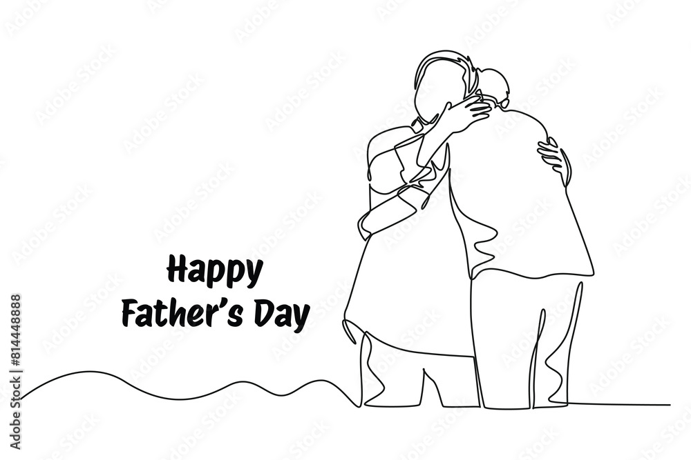 Happy father's day. Concept. Single line draw design vector graphic illustration.