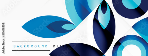 A creative arts piece with a vibrant electric blue background featuring circles and plant leaves, creating a unique pattern on azure canvas