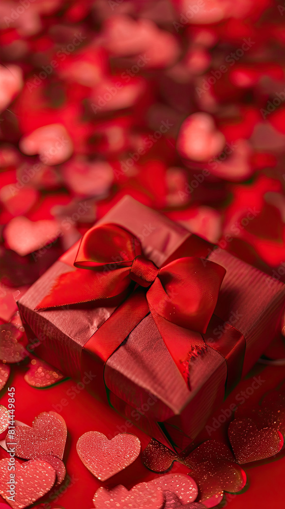 red rose petals and gift box red rose petals and gift box