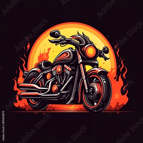 Motorcycle logo design illustration on a black background photo