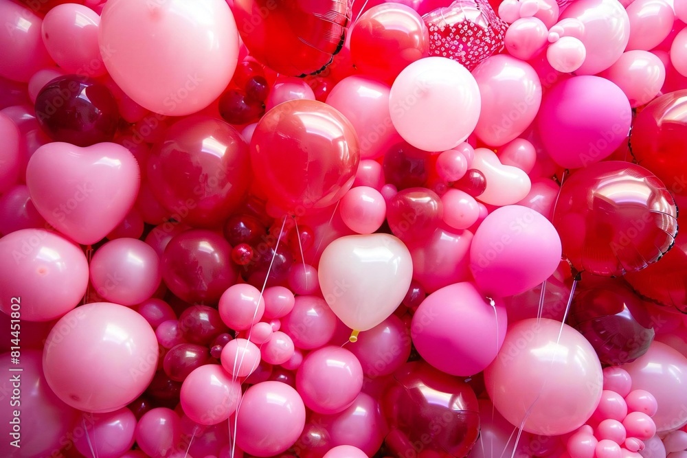 Valentine's Day Balloon Hearts Flat Lay Background for a Romantic Setting Valentine's Day Balloon Hearts Flat Lay Background for a Romantic Setting