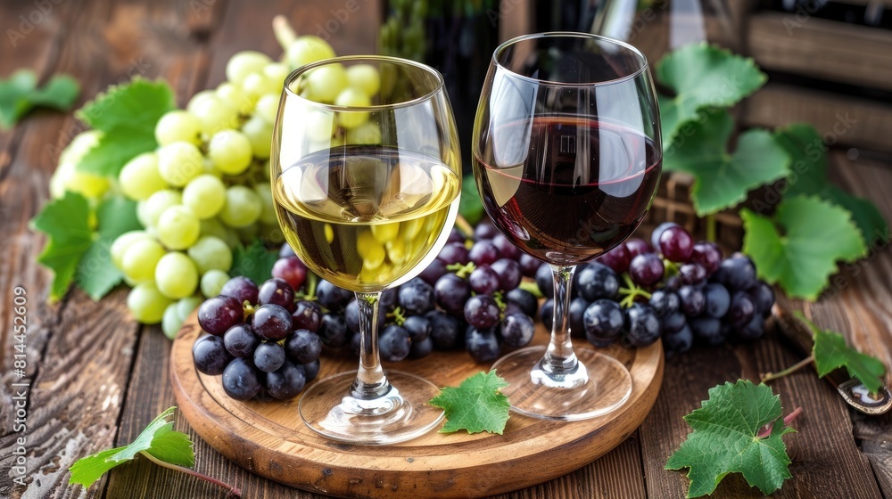 Wine Glasses and Grapes: A Harmonious Still Life Composition