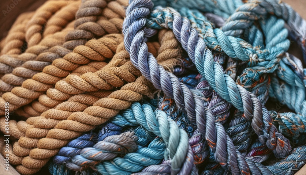 close up of a wool rope, knot, cord, isolated, string, texture, brown, rough