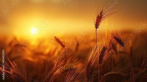 Serene Sunset Wheat Scene with Shining Grains