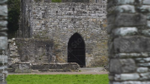 Doorway At Main Building Of Old Mellifont Abbey In County Louth, Ireland. wide shot photo