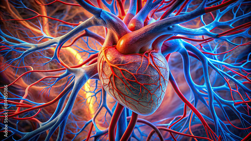 High-resolution photo showcasing the convergence of veins as they carry deoxygenated blood towards the heart photo