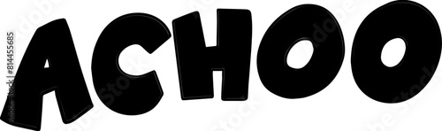 Acho, acho, sneezing, cold, runny nose, cartoon, sound, illustration, handwriting, vector,