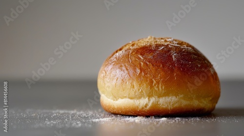 Detailed shot of an almond flour gluten-free bun, emphasizing its fresh texture and appeal for advertising, isolated background, studio lighting