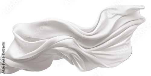 Set of floating elegant white fabrics, cut out photo