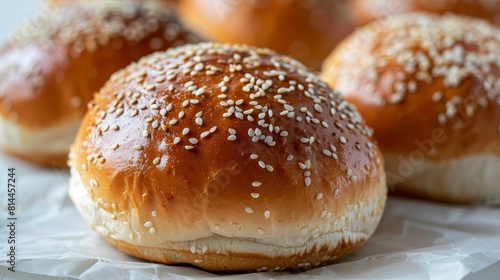 Close-up view of a gluten-free burger bun made with rice flour, showcasing its texture and suitability for dietary restrictions, isolated background