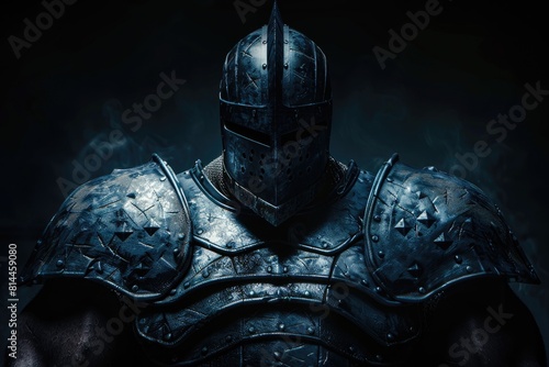 background of brave knight and big muscle with armor covering the body