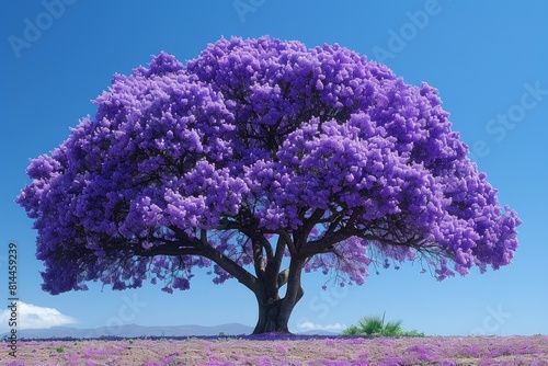 Jacaranda Tree in Full Bloom: Purple flowers covering the branches.  © Nico