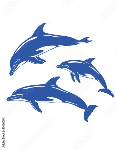 set silhouette of dolphins