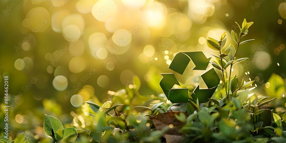 Green recycling symbol button for promoting zero waste and reuse ...