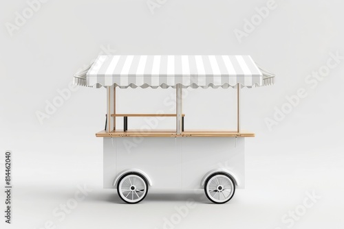 Fototapeta Naklejka Na Ścianę i Meble -  white street vending cart for mockup on white background
