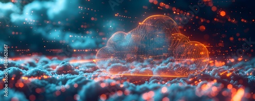 Cloud Computing Hologram Visualizing Digital Transformation and Futuristic Technology Concepts