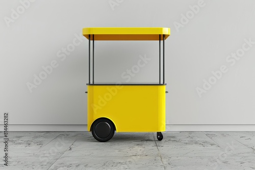 Fototapeta Naklejka Na Ścianę i Meble -  plain yellow street vending cart mockup