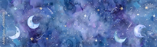 moon and star watercolor background photo