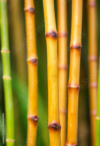 Golden bamboo shoots against a blurred background  emphasizing the natural beauty and texture of bamboo