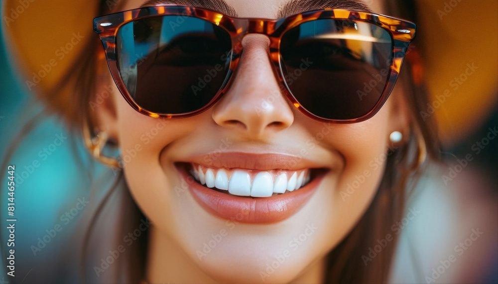 Close-up of a cheerful young woman with a bright healthy smile Close-up of a cheerful young woman with a bright healthy smile