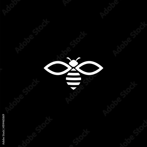 Bee logo simple icon isolated on dark background
