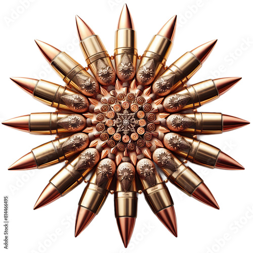 ai-generated item, rare, odd, high, cap bullet rosette bullet shaped snowflakes with capped rosette patterns, isolated on white back photo