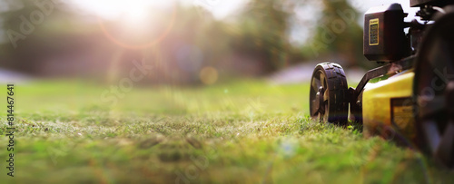 Photography Lawn mower cut grass
