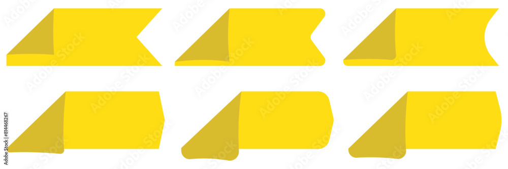 A set of vector yellow ribbons on a white background A set of vector yellow ribbons on a white background