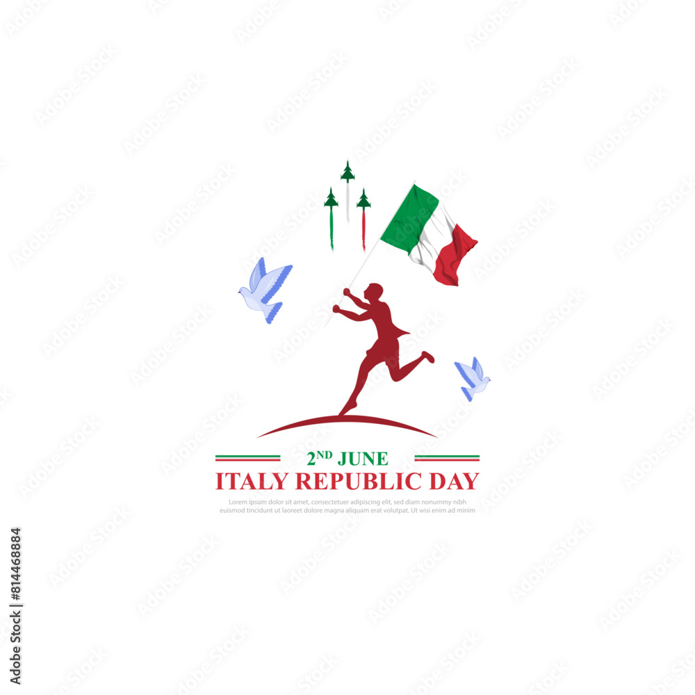 Vector illustration of Italy Republic Day social media feed template Vector illustration of Italy Republic Day social media feed template