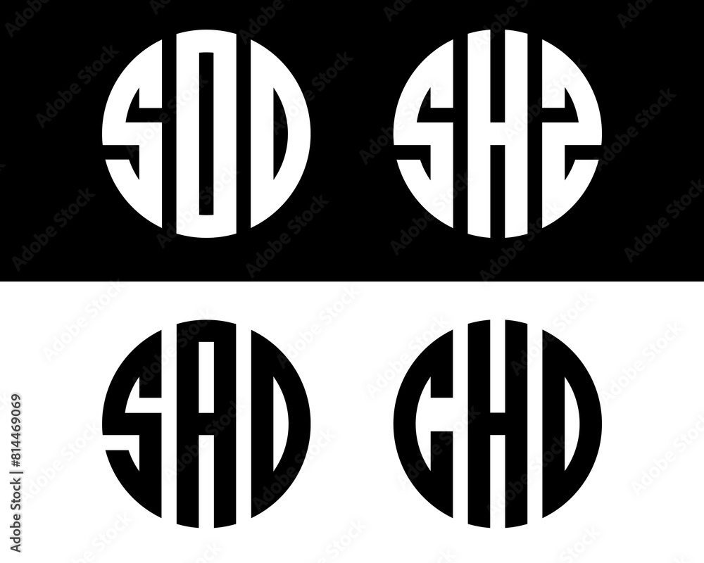 Set of creative circle monogram logo template Set of creative circle monogram logo template