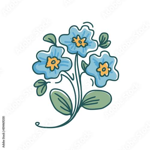 Wallpaper Mural Forget-Me-Not Doodle Art: Delicate Flower Sketch for Memorable Designs Torontodigital.ca