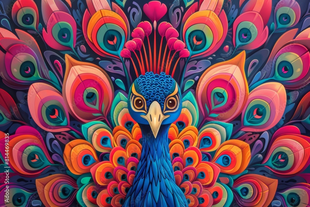 Fototapeta premium psychedelic animal with a lot of colours psych peocock