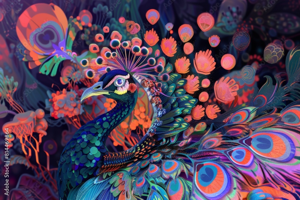 psychedelic animal with a lot of colours psych peocock psychedelic animal with a lot of colours psych peocock