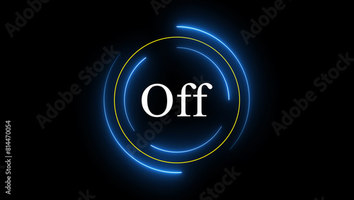 Neon circle with the word off in the center against dark background.