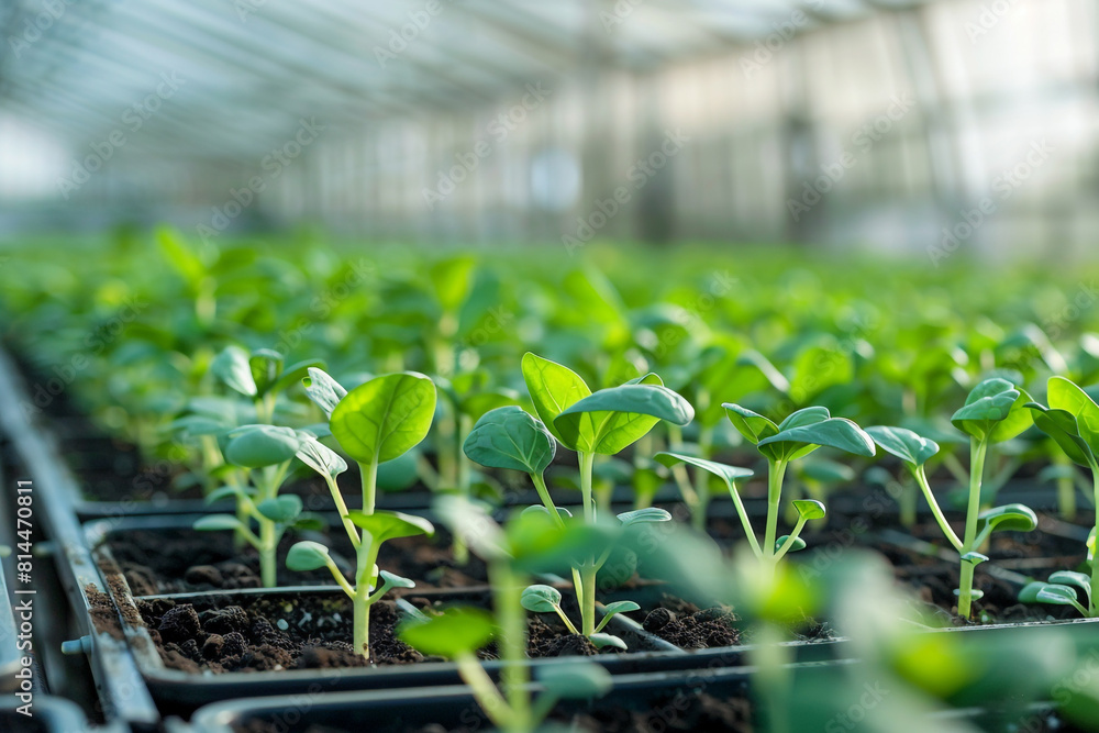 A modern greenhouse horticulture concept showcasing the efficient cultivation of vibrant flowers, representing a thriving floral agriculture business A modern greenhouse horticulture concept showcasing the efficient cultivation of vibrant flowers, representing a thriving floral agriculture business