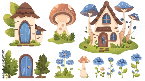 Whimsical Fairy Tale Cottages in a Magical Woodland Landscape