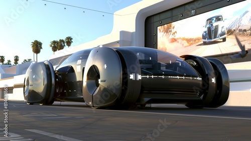 Futuristic Pod Cars Display at Sunny Exhibition photo
