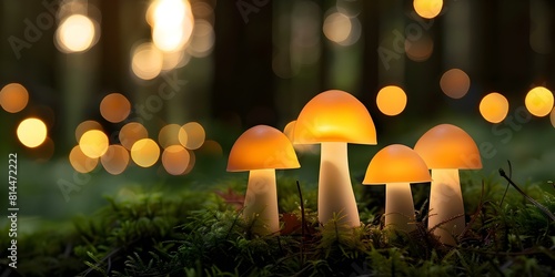 Experiment with lighting to create whimsical mushroomthemed ambiance. Concept Whimsical Lighting, Mushroom Theme, Ambiance, Experiment, Creativity photo