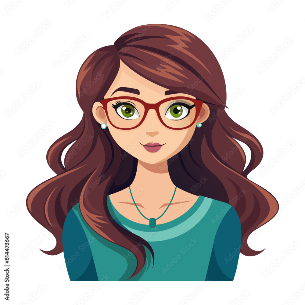 beautiful woman with long brown hair and glasses vector illustration graphic design beautiful woman with long brown hair and glasses vector illustration graphic design