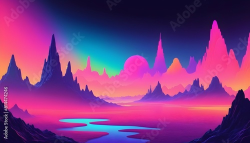A technicolor dreamscape with gradients of neon hu upscaled_7 photo